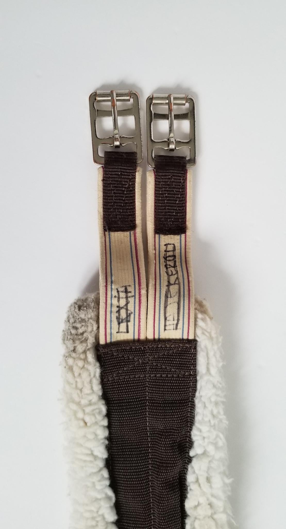 Shedrow Nylon Fleece Girth with Elastics - Brown - 97cm/38"