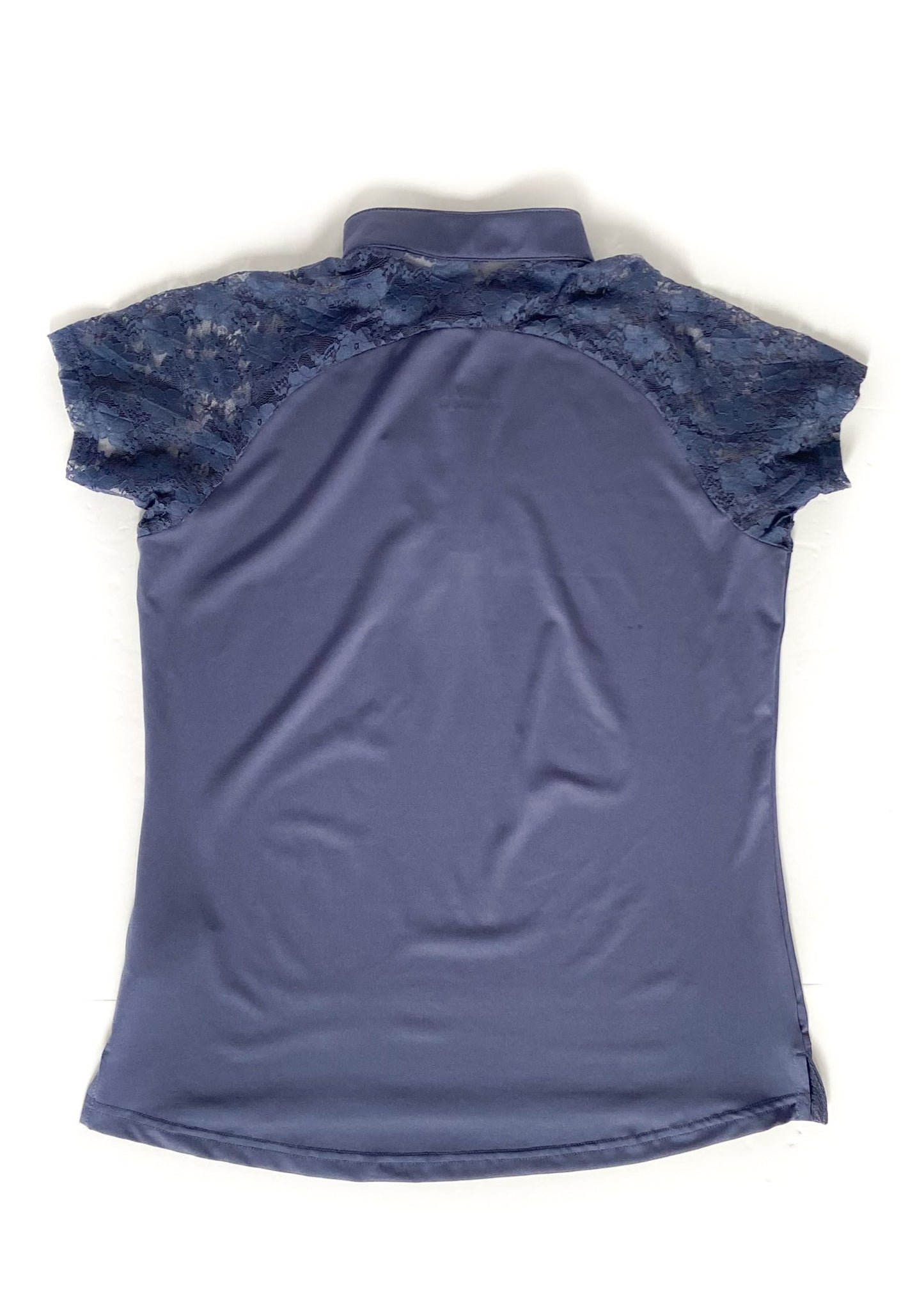 Tempo Equestrian Coco Functional Lace Trim Shirt - Blue - Women's Medium