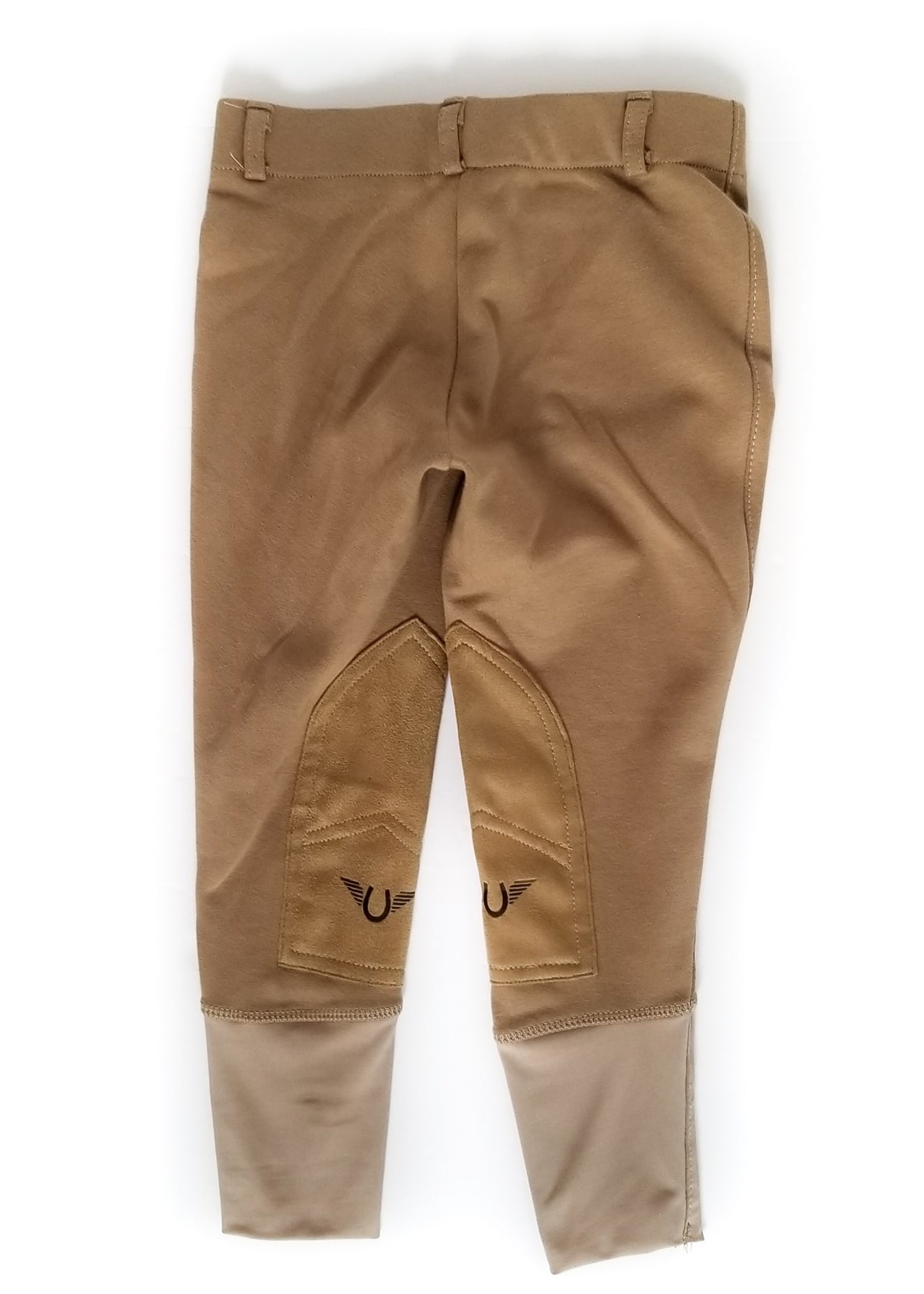 TuffRider Children's Starter Lowrise Pull-On Knee Patch Breeches - Tan - Youth 6