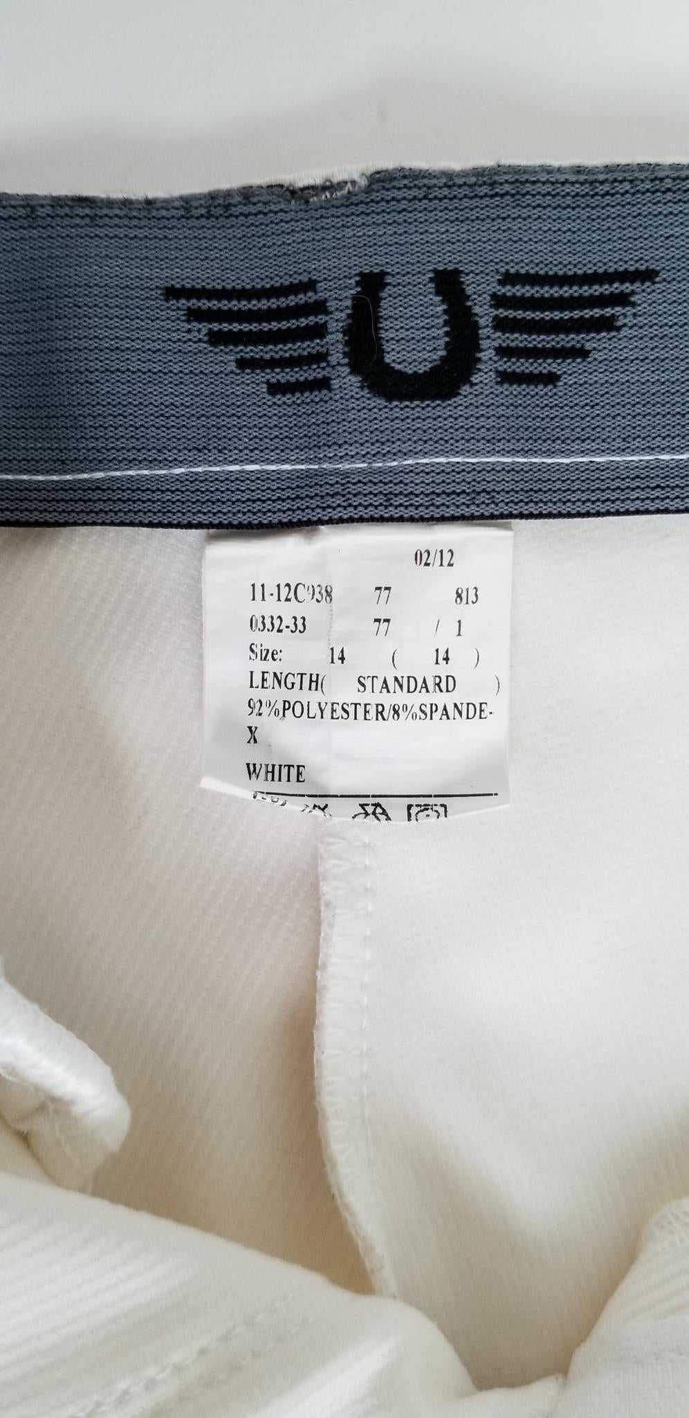 TuffRider Ribbed Knee Patch Breeches - White - Youth 14