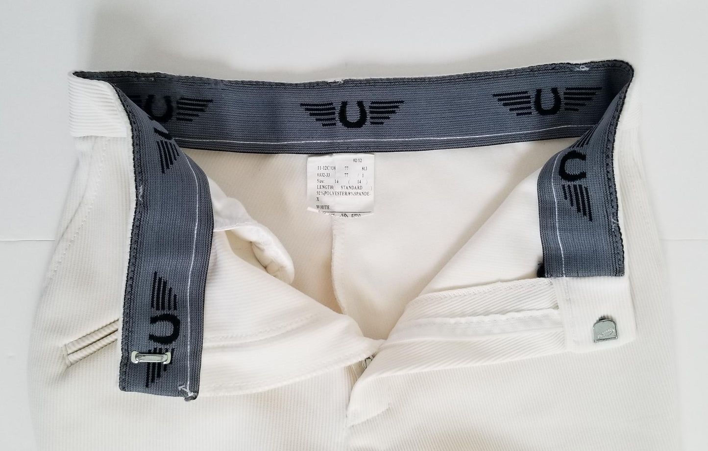 TuffRider Ribbed Knee Patch Breeches - White - Youth 14