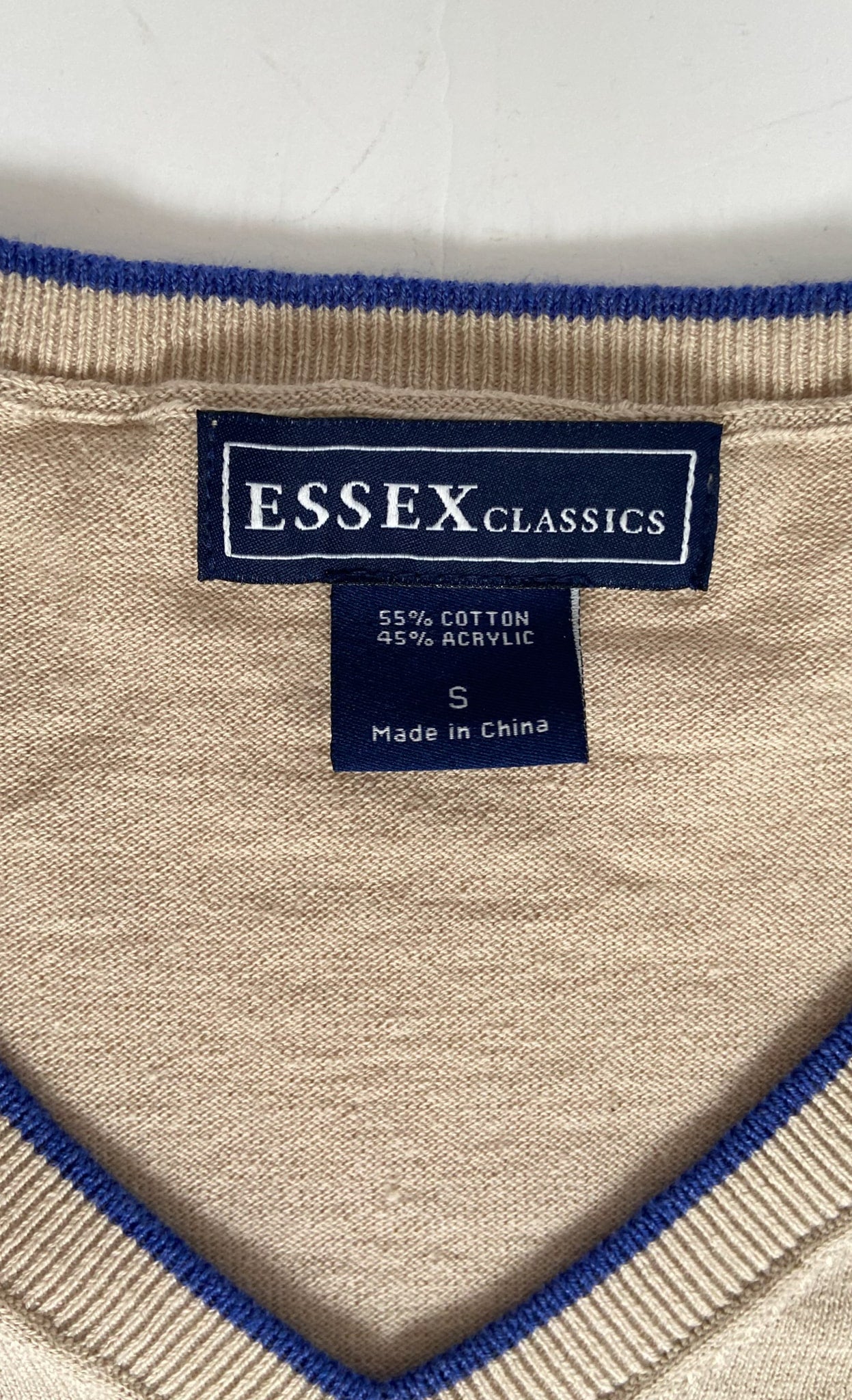 Essex Classics Trey V-Neck Sweater - Oatmeal - Small