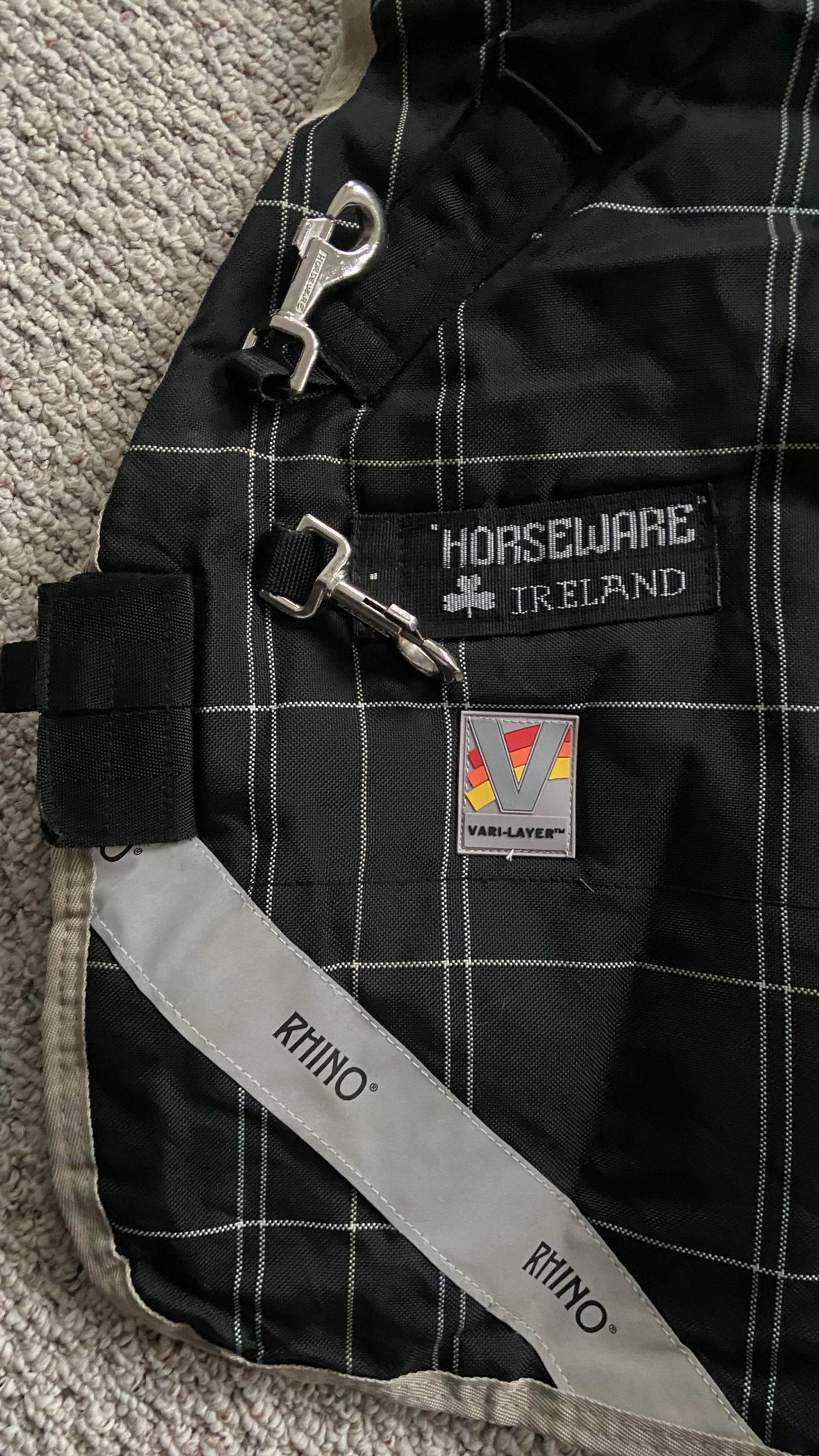 Horseware Rhino Wug Turnout with Vari-Layer (250g) - Black Plaid - 81"