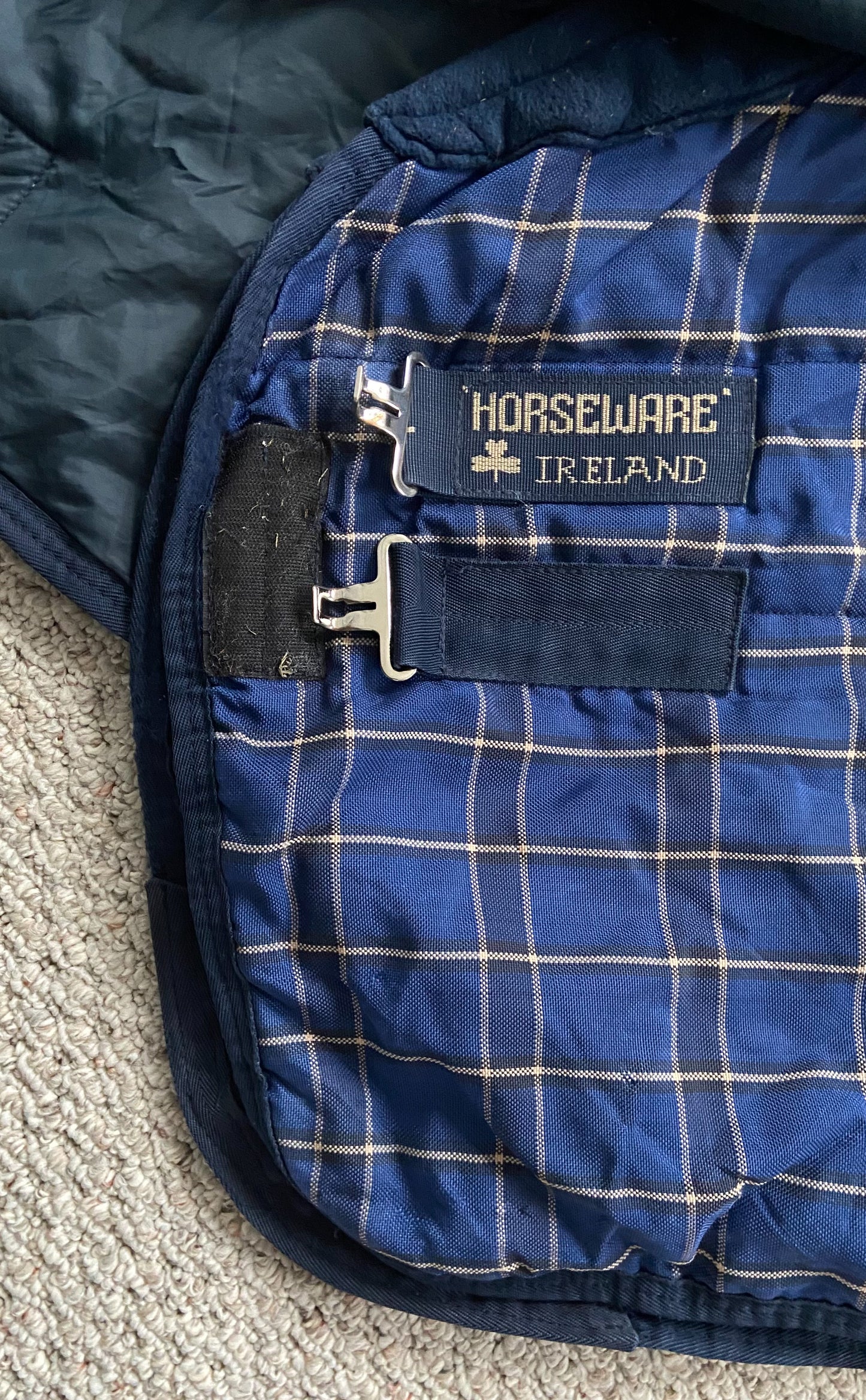 Horseware Rhino Original Stable Rug with Hood (200g) - Blue Plaid - 81"