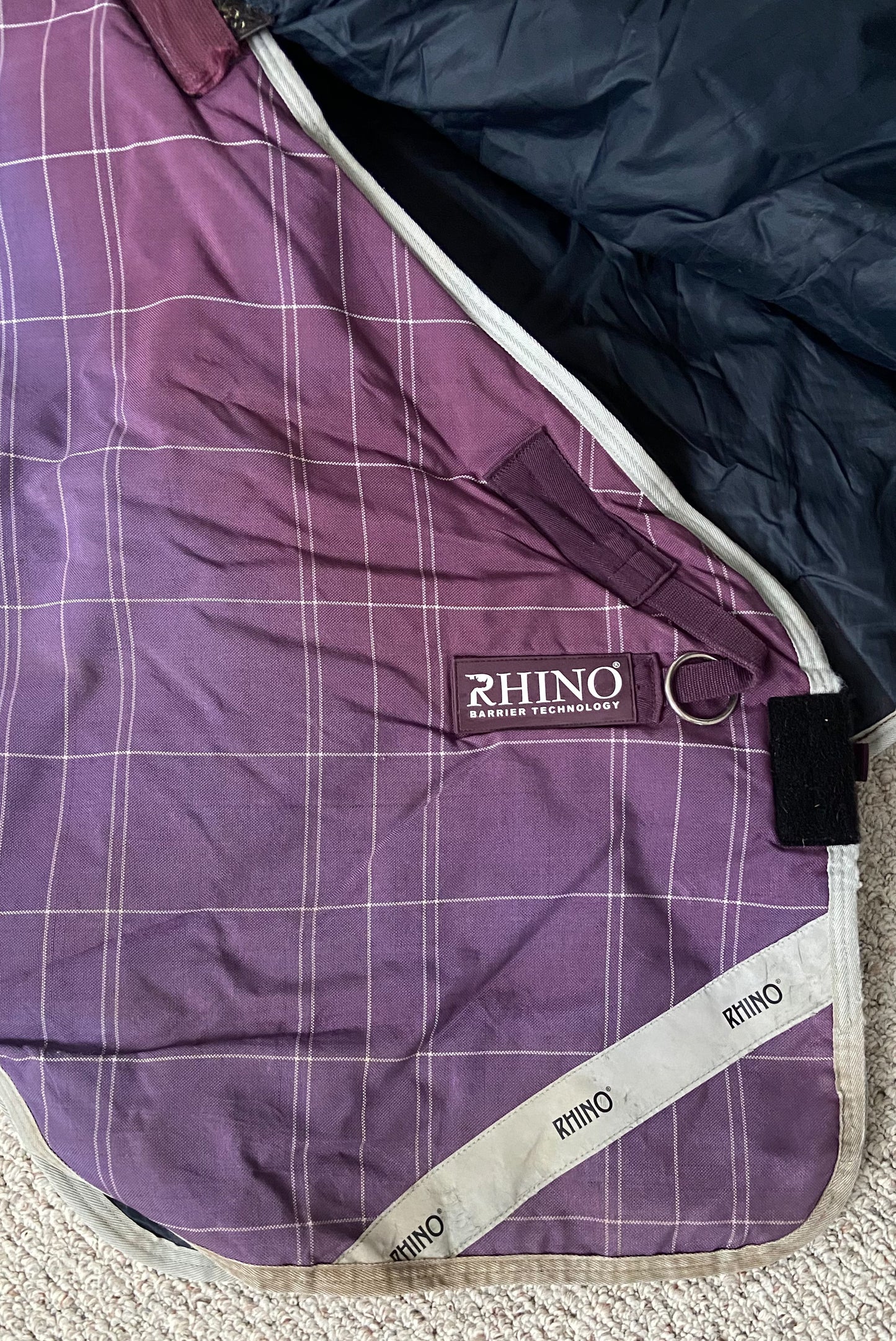 Horseware Rhino Turnout Rug with Hood (450g) - Purple Plaid - 81"