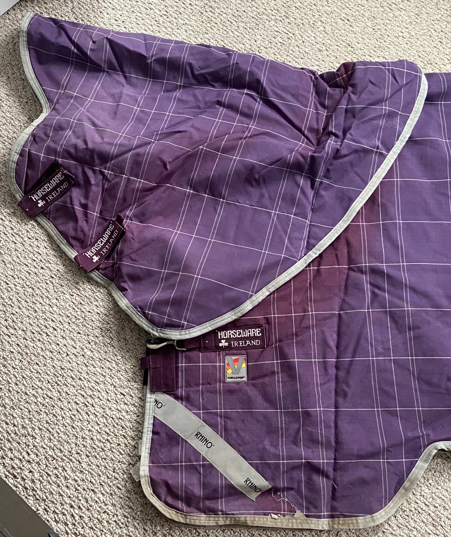 Horseware Rhino Turnout Rug with Hood (450g) - Purple Plaid - 81"