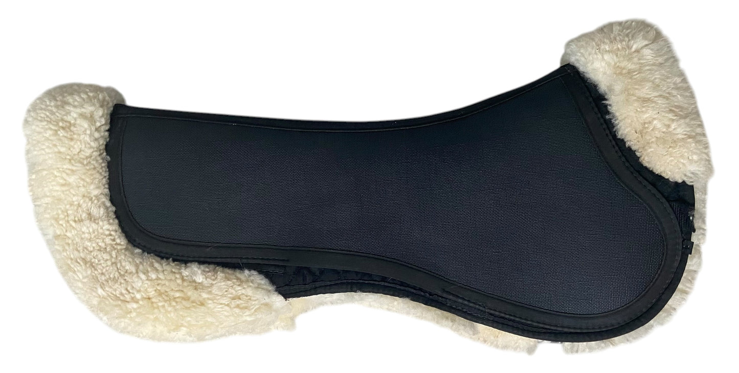 Thinline Trifecta Half Pad with Full Sheepskin (Shimmable) - Black - Large