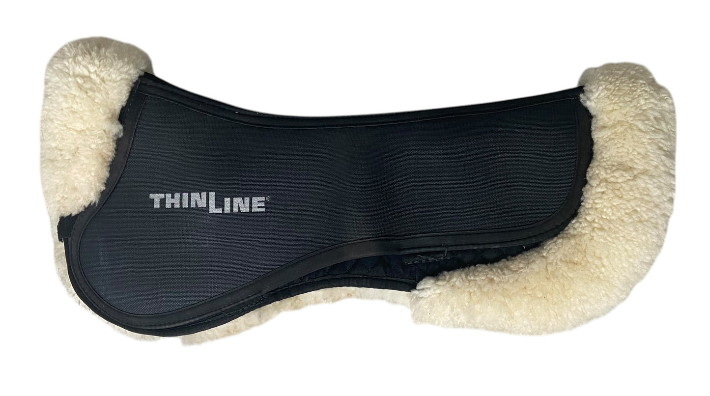 Thinline Trifecta Half Pad with Full Sheepskin (Shimmable) - Black - Large