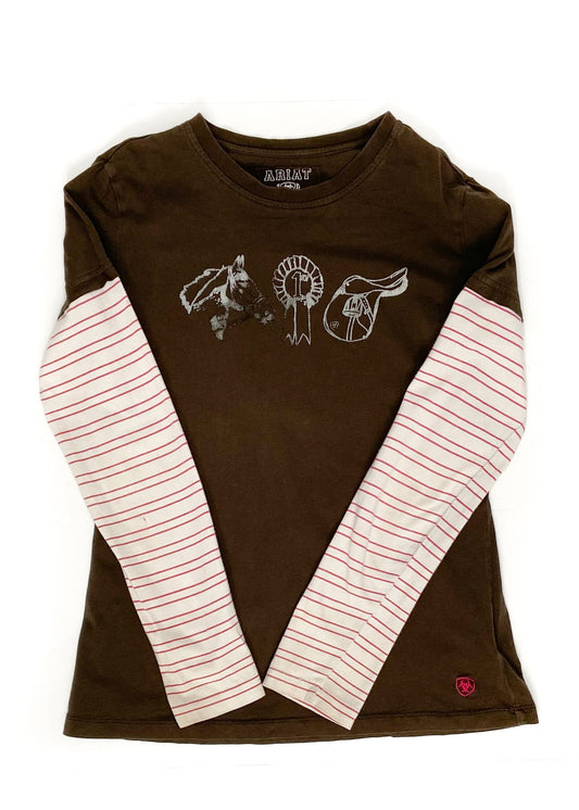Ariat Long Sleeve Shirt - Brown - Youth XL