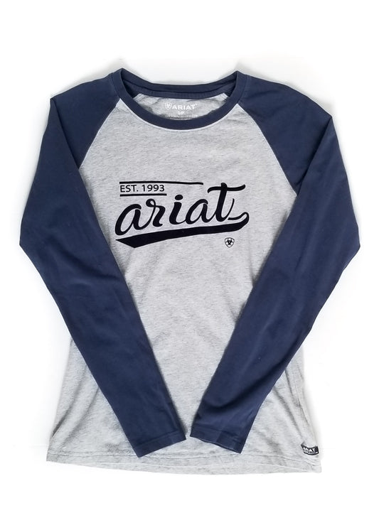 Ariat Varisty Long Sleeve Shirt - Grey/Navy - Women's Small