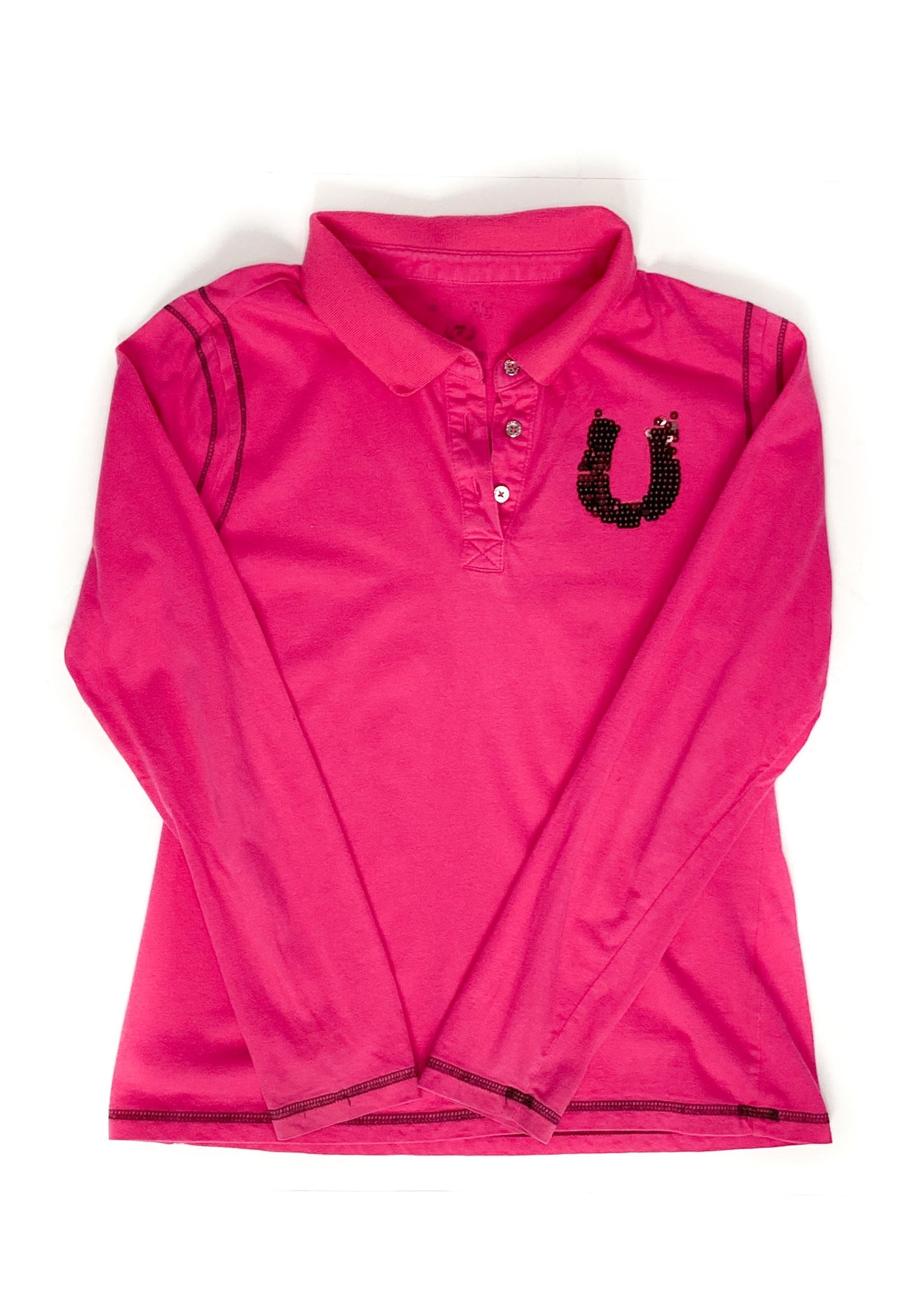 Ariat Long Sleeve Polo Shirt - Pink - Youth XL