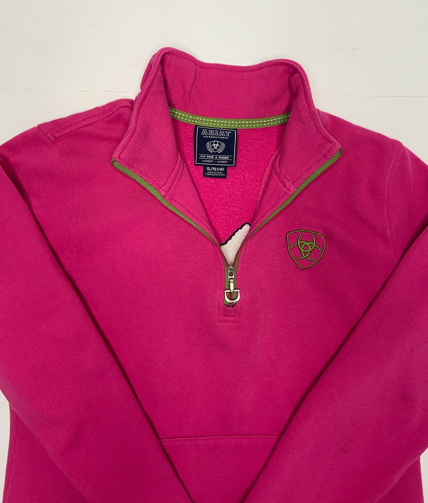 Ariat Quarter Zip Sweater - Pink - Youth XL