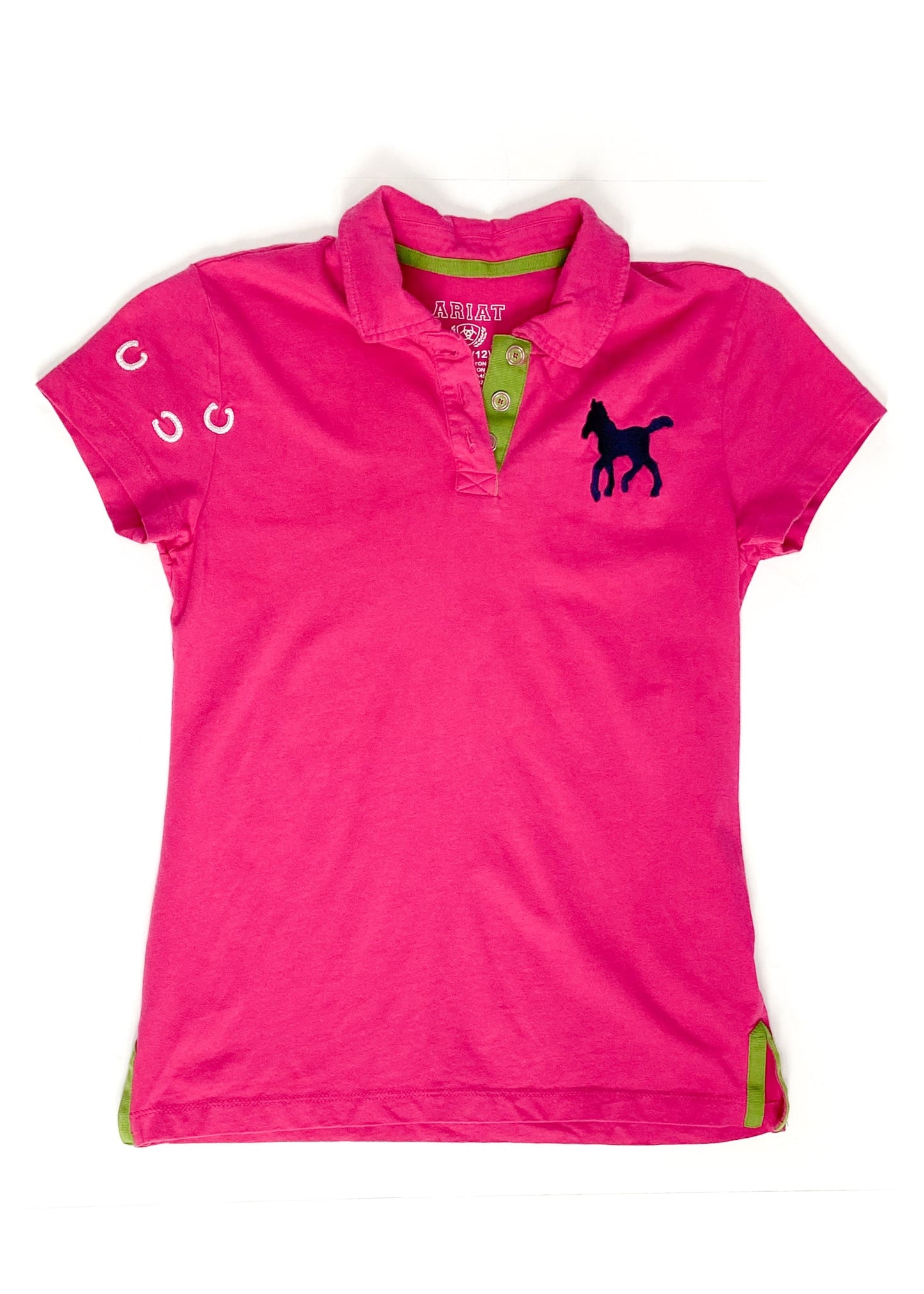 Ariat Short Sleeve Polo - Pink - Youth Large
