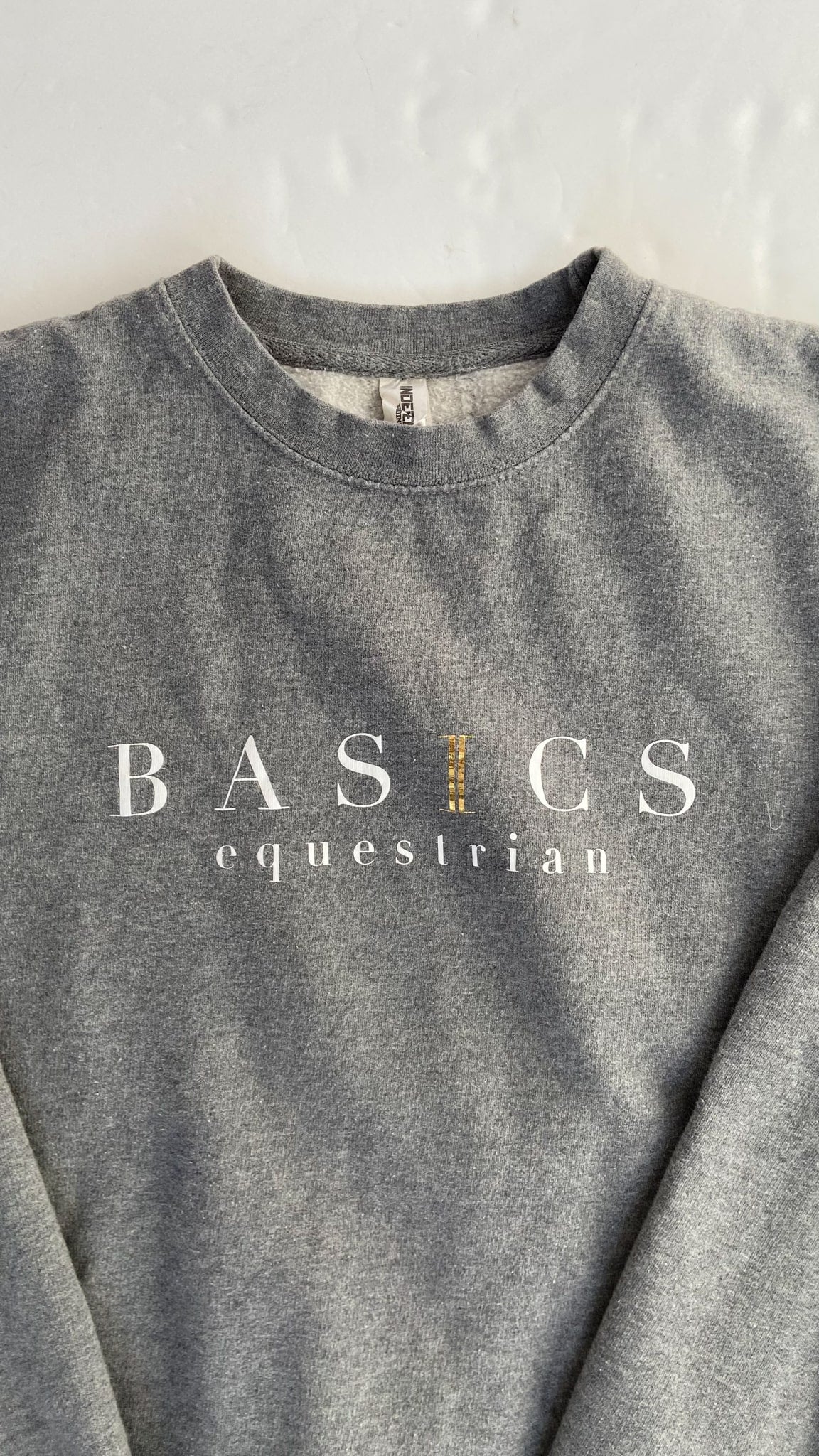 Basics Equestrian Crew Neck Sweater - Grey - Women's Medium