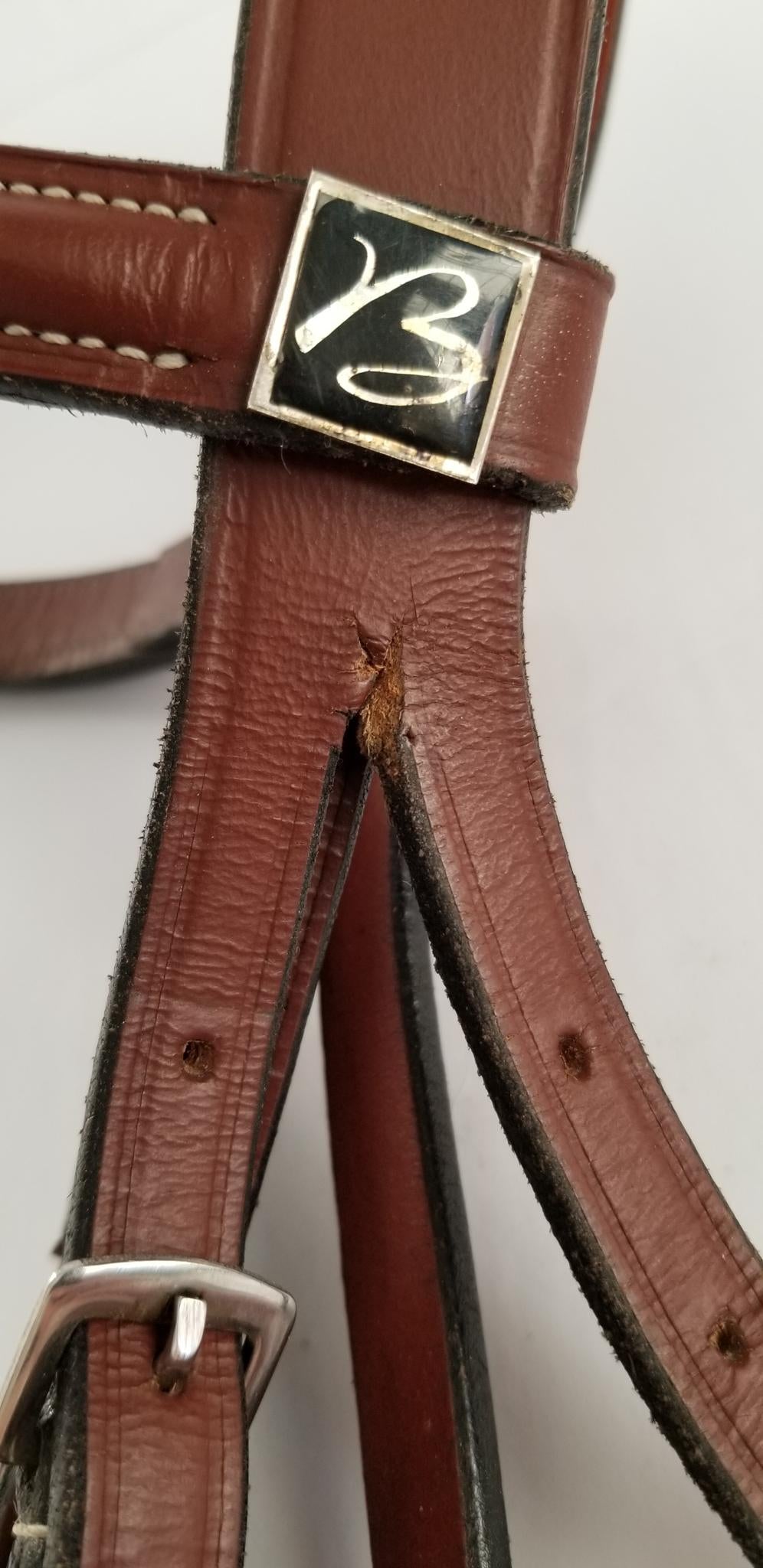Fancy Stitched Leather Hunter Bridle w/ Reins - Chestnut - Cob