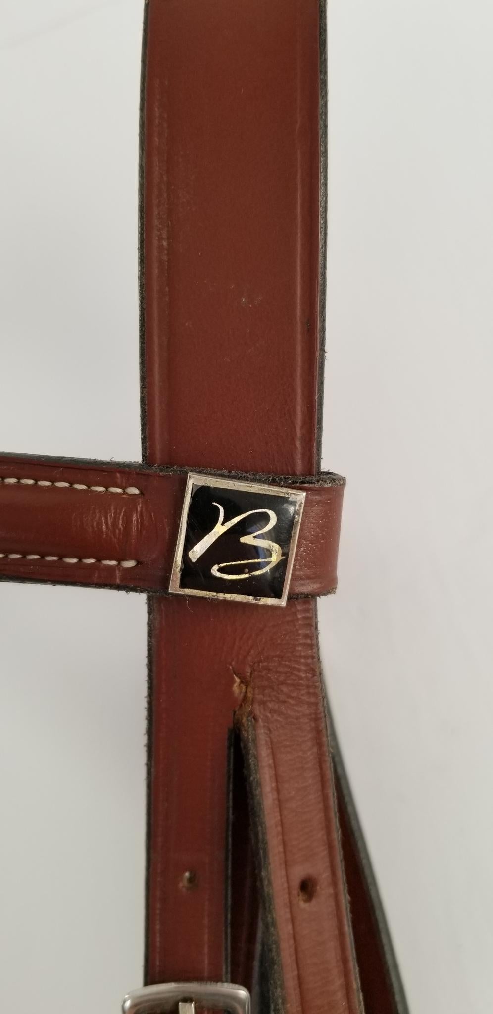 Fancy Stitched Leather Hunter Bridle w/ Reins - Chestnut - Cob