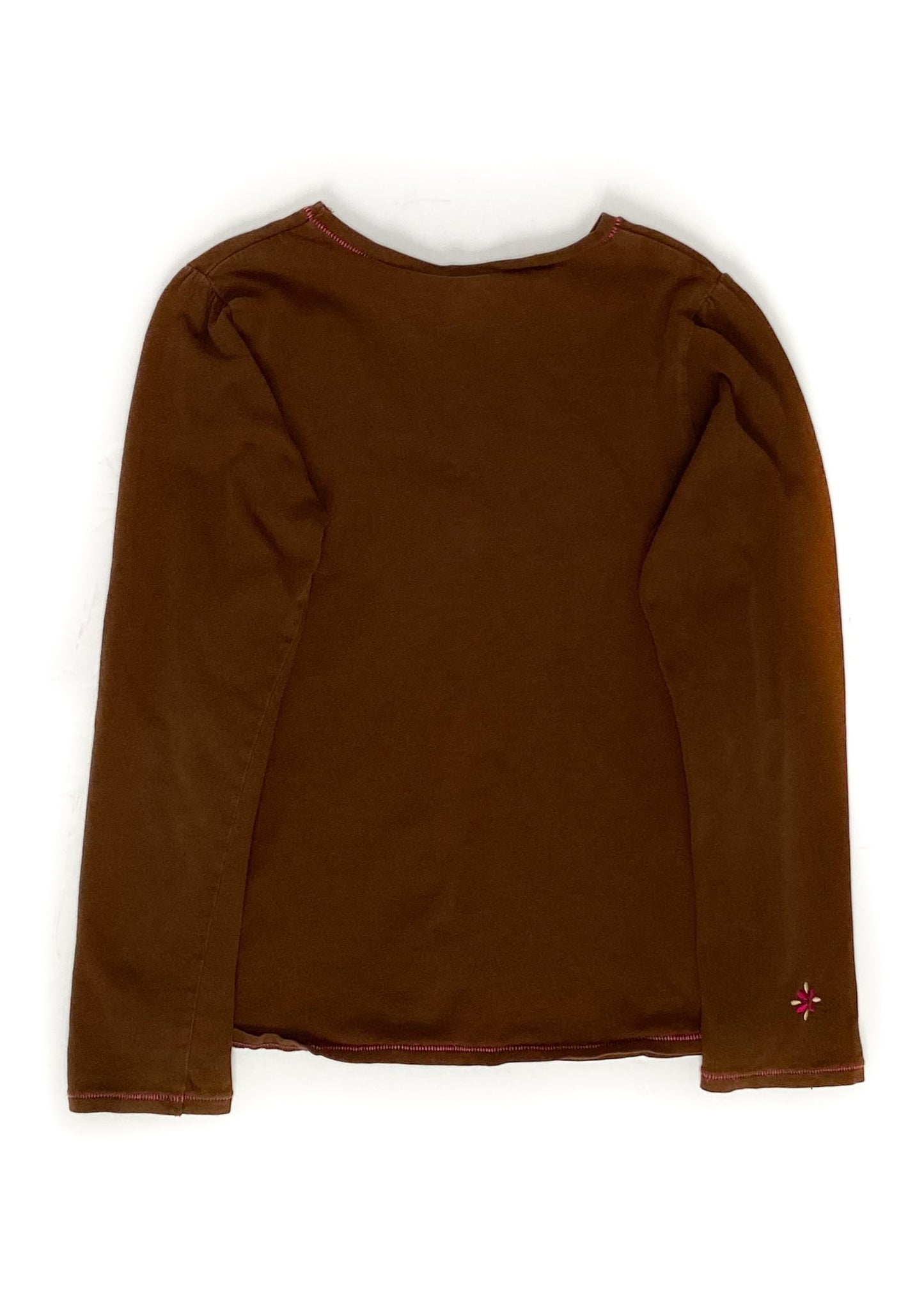 Long Sleeve Embroidered Shirt - Brown - Youth Large