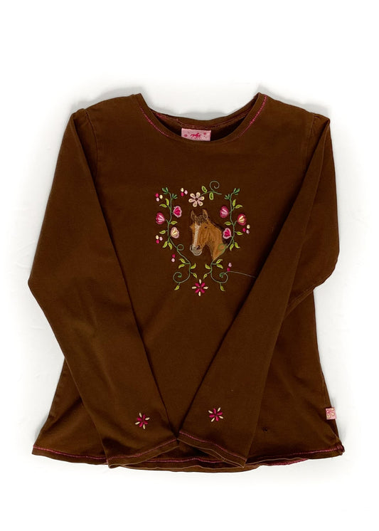 Long Sleeve Embroidered Shirt - Brown - Youth Large