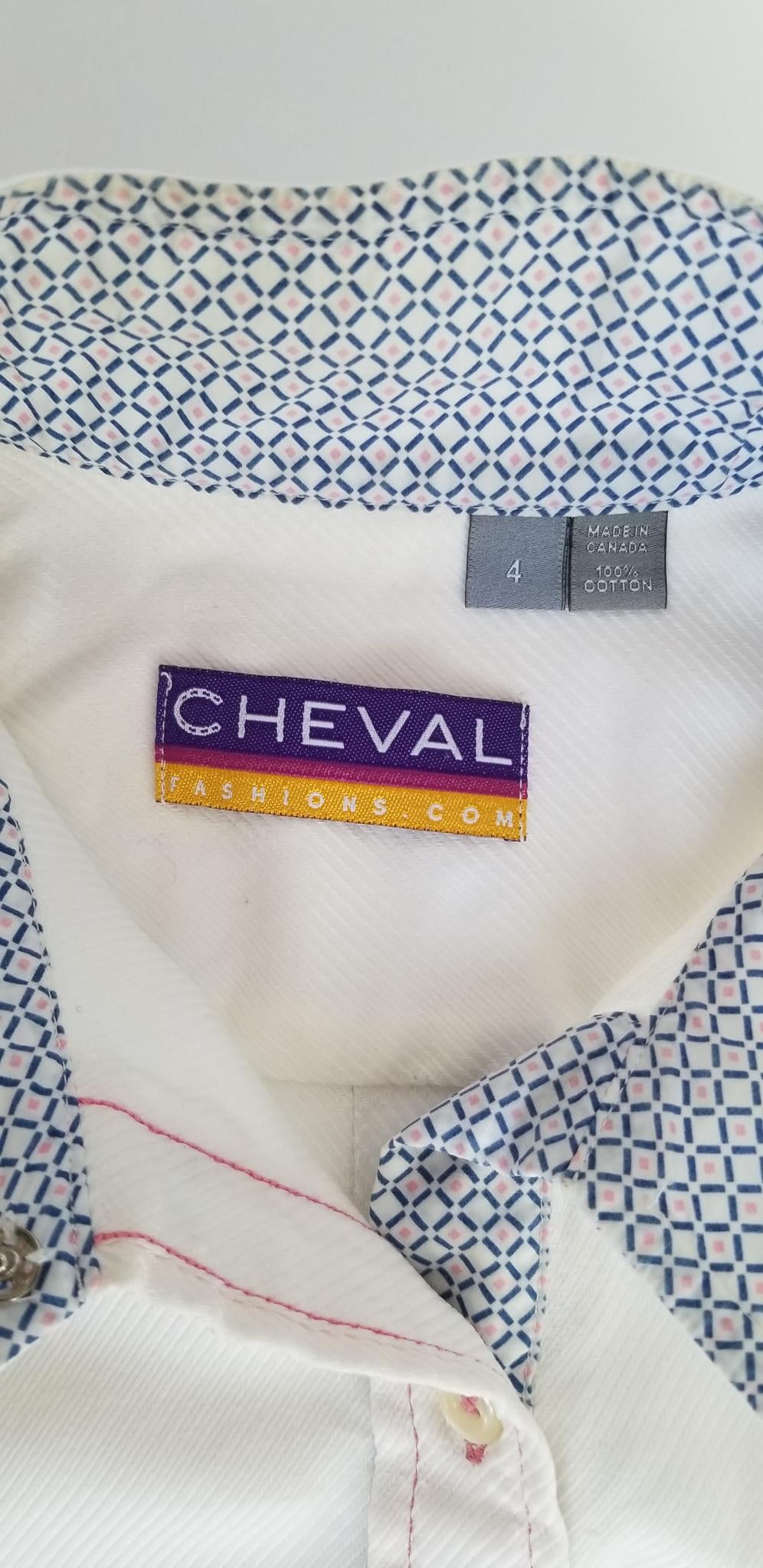 Cheval Fashions Competition Shirt - White (Pink/Blue Collar) - Women's 4