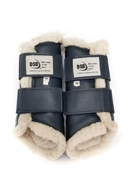 Dressage Sport Boot Sheepskin Brush Boots - Navy with Sheepskin - Medium