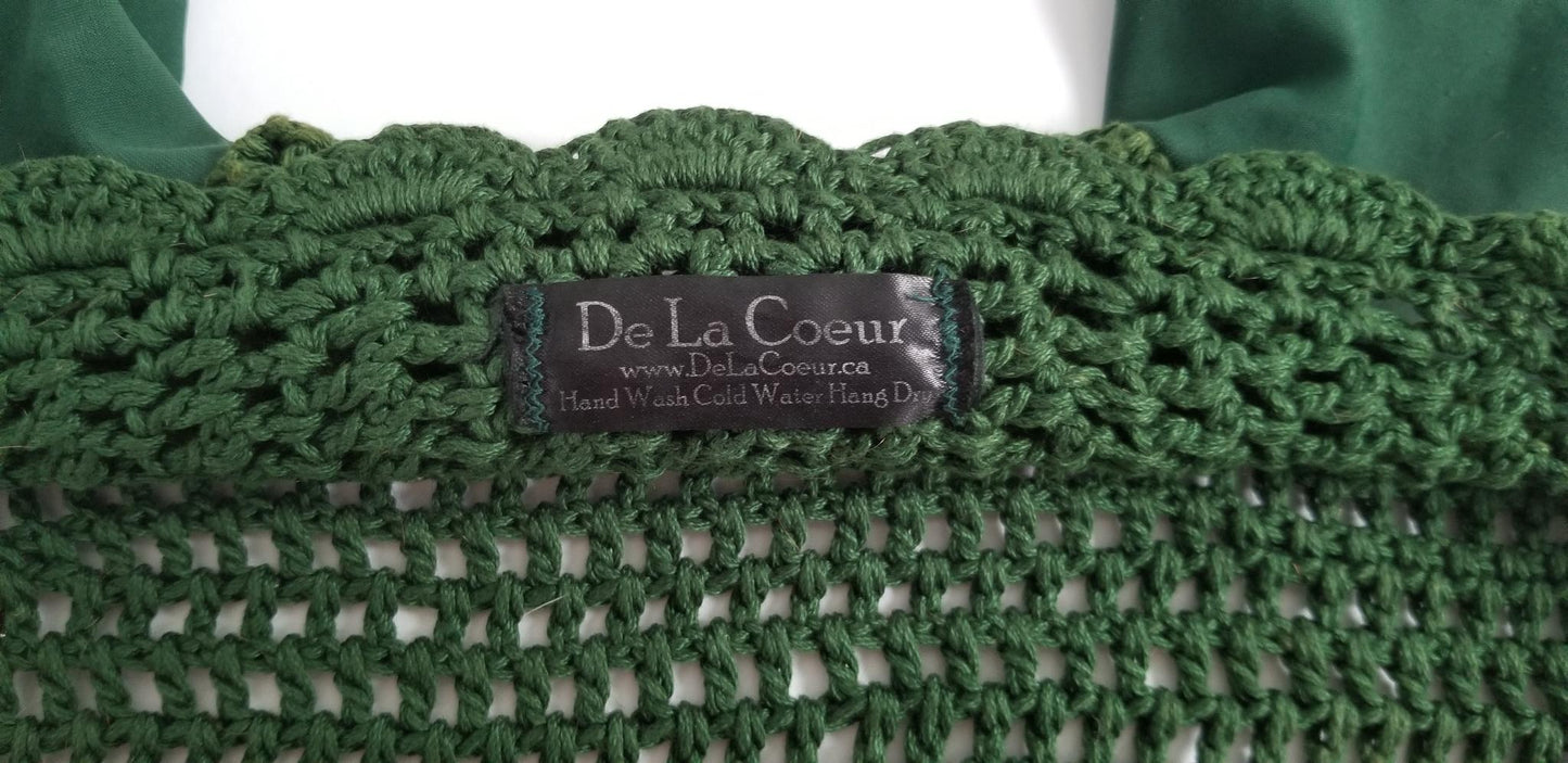 De La Coeur Square Bonnet - Green with Rhinestones - Oversized