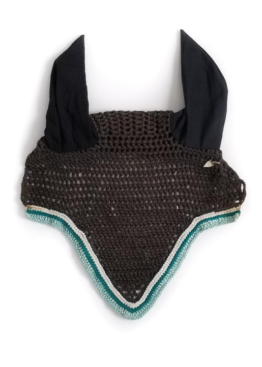 De La Coeur V Shaped Bonnet - Grey with White Crystals - Oversize