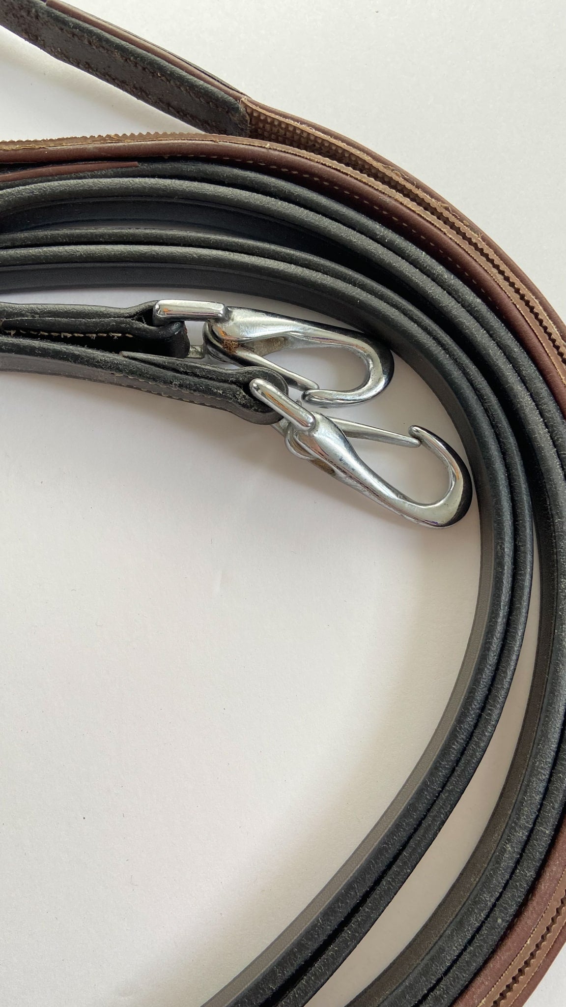 Dy'on Leather Draw Reins with Hunter Grip - Brown - Full