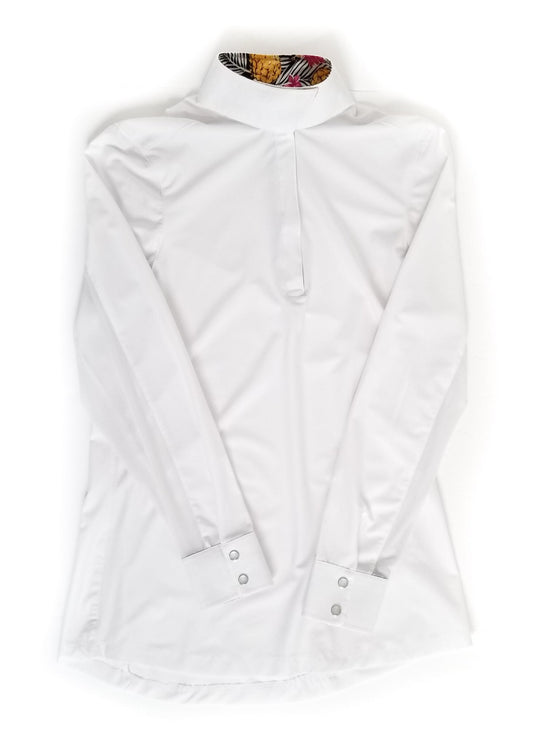 Elation Platinum Marilyn Wrap Collar Show Shirt - White - Women's 34 (Medium)