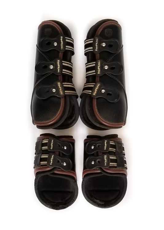 EquiFit D-Teq Front & Hind Boots - Black Ostrich with Brown Binding - Medium (Horse)