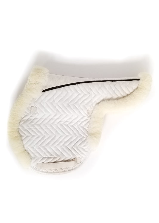 Fleeceworks FXK Technology Sheepskin Close Contact Pad with Partial Trim - White - 17"-17.5"