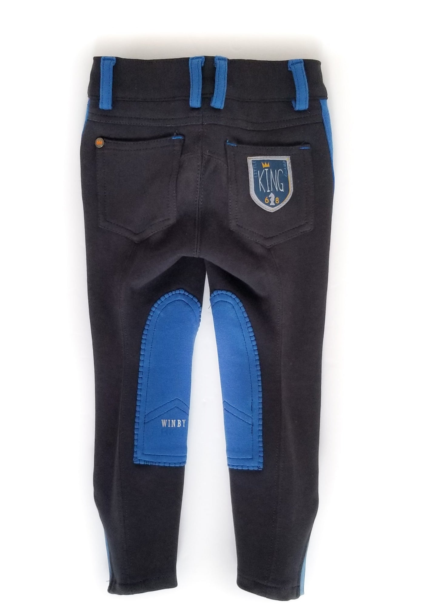 HKM Sports Equipment Knee Patch Breeches - Dark Blue - Youth 3-4 Years