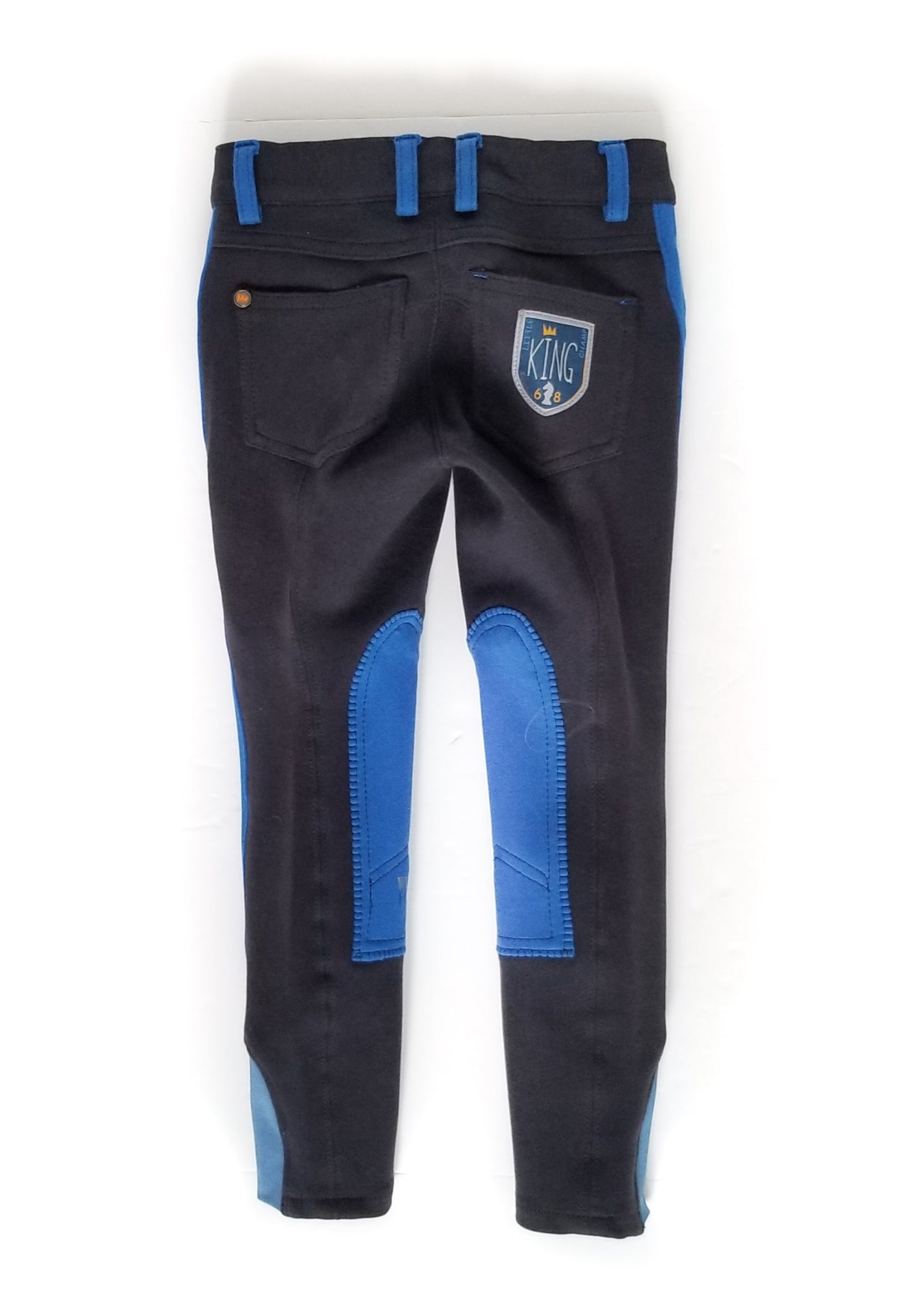 HKM Sports Equipment Knee Patch Breeches - Dark Blue - Youth 5-6 Years