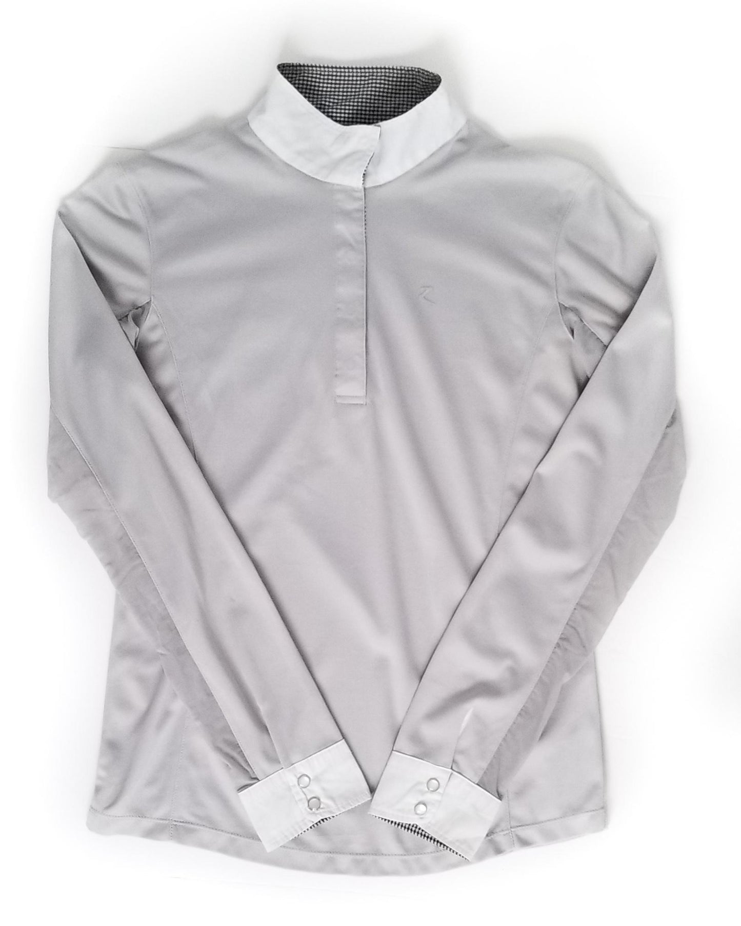 Horze Blaire Long Sleeve Show Shirt- Grey - Women's Size 8 (Small)