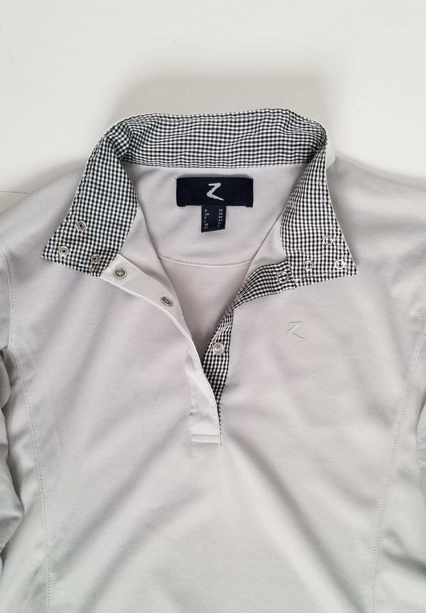 Horze Blaire Long Sleeve Show Shirt- Grey - Women's Size 8 (Small)