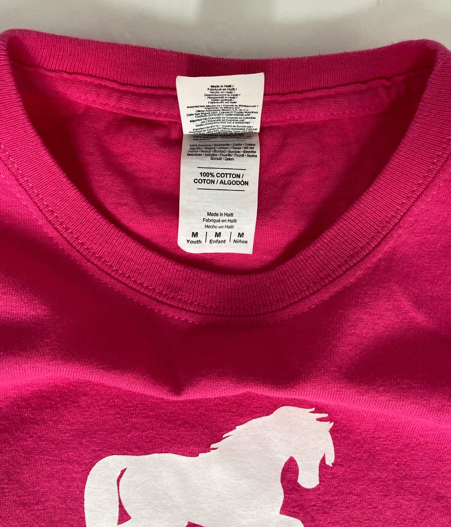 Keep Calm and Love Horses T Shirt - Pink - Youth Medium