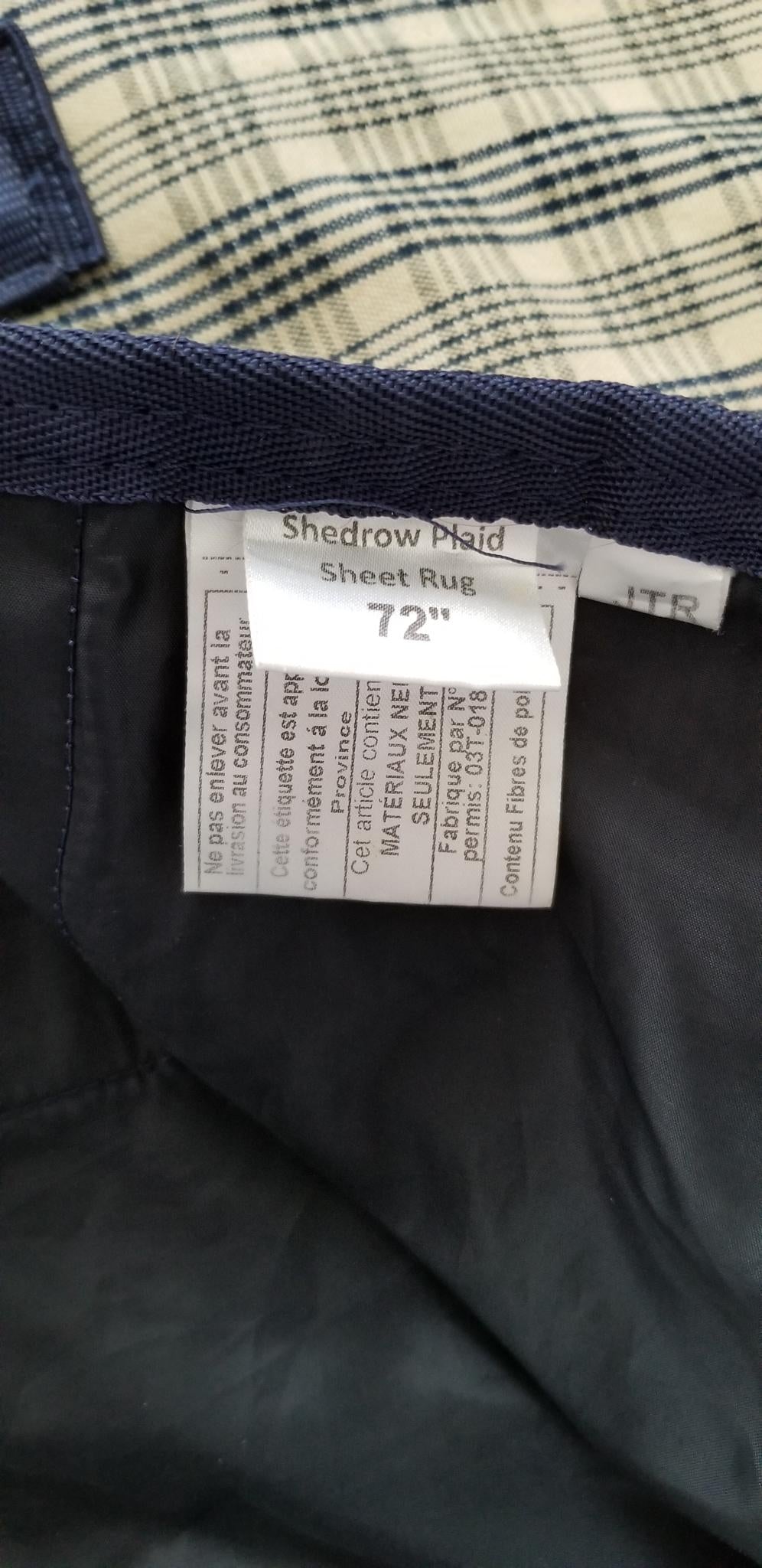 Shedrow Stable Sheet - Plaid - 72"