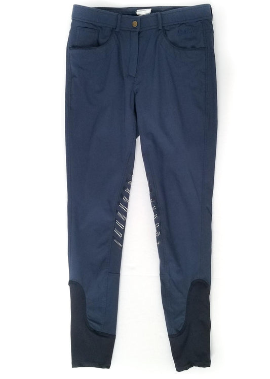 QJ Riding Wear Silicone Knee Patch Breeches - Navy - Women's 29R
