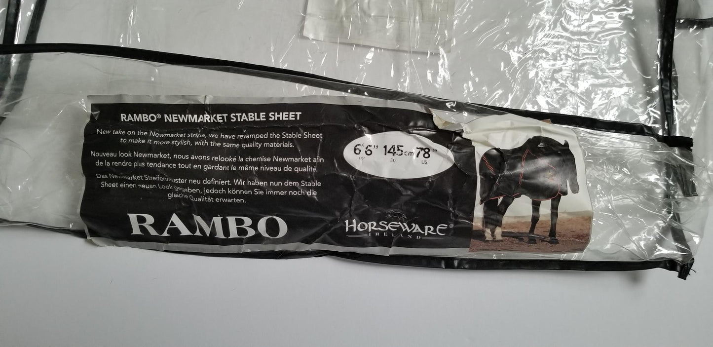 Rambo Newmarket Stable Sheet - Black w/ Red & Gold - 78"
