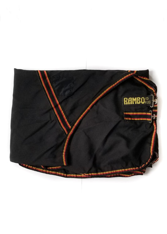 Rambo Newmarket Stable Sheet - Black w/ Red & Gold - 78"