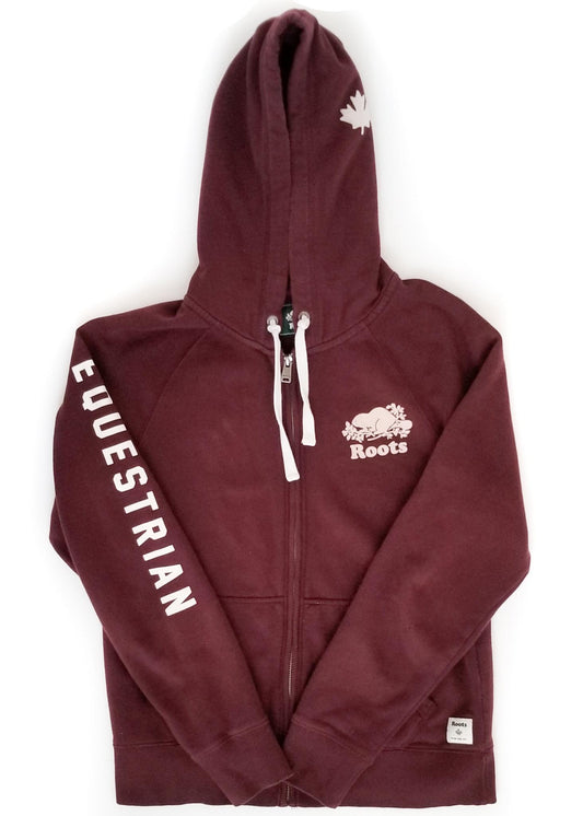 Roots Equestrian Original Full Zip Hoodie - Maroon - Women's Small