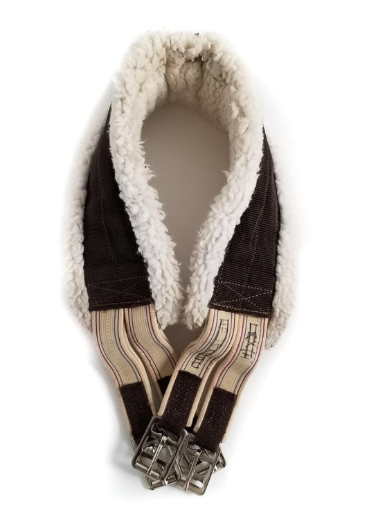 Shedrow Nylon Fleece Girth with Elastics - Brown - 97cm/38"