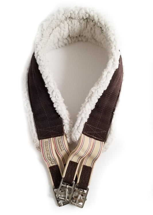 Shedrow Nylon Fleece Girth with Elastics - Brown - 115cm/45"