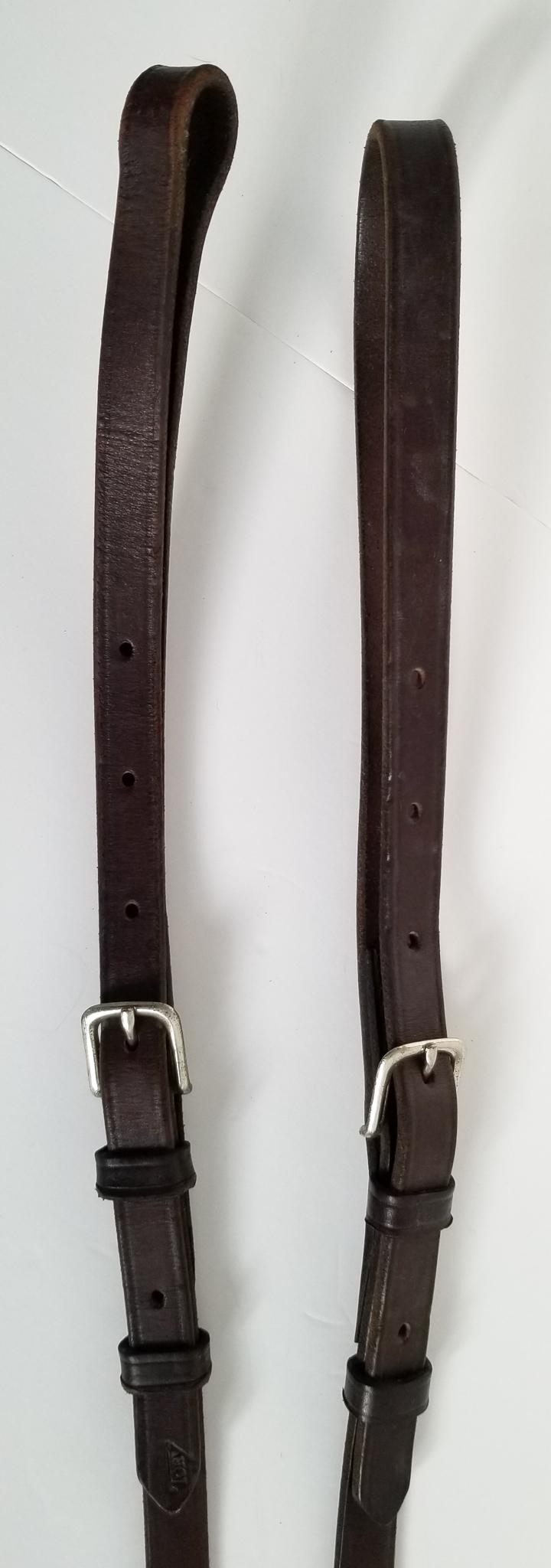 Tory Leather and Elastic Side Reins - Brown - One Size  (Adjustable)