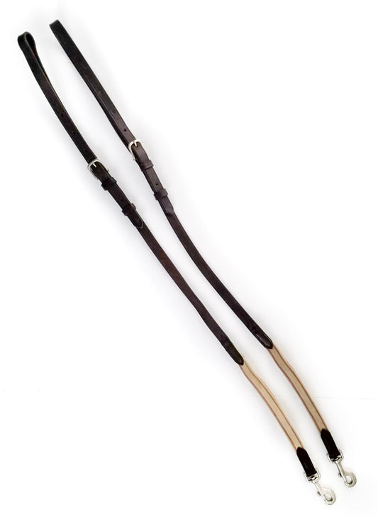Tory Leather and Elastic Side Reins - Brown - One Size  (Adjustable)