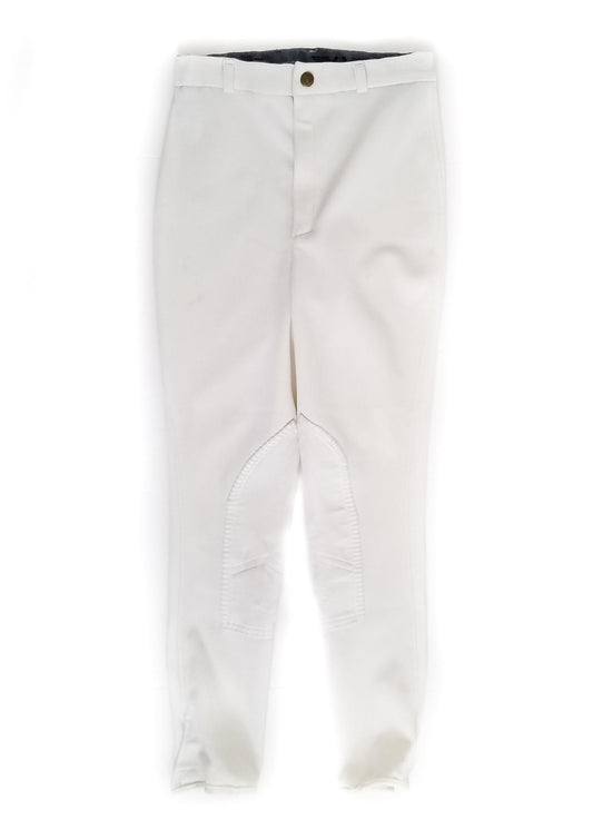 TuffRider Ribbed Knee Patch Breeches - White - Youth 14