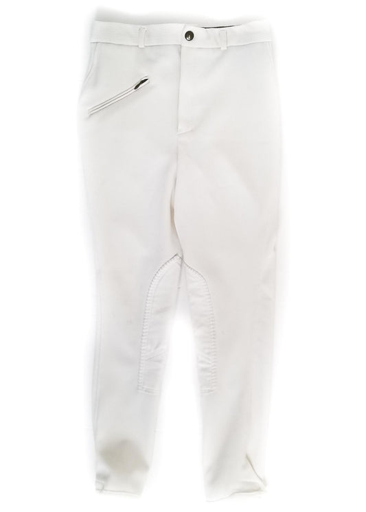 TuffRider Ribbed Knee Patch Breeches - White - Youth 14