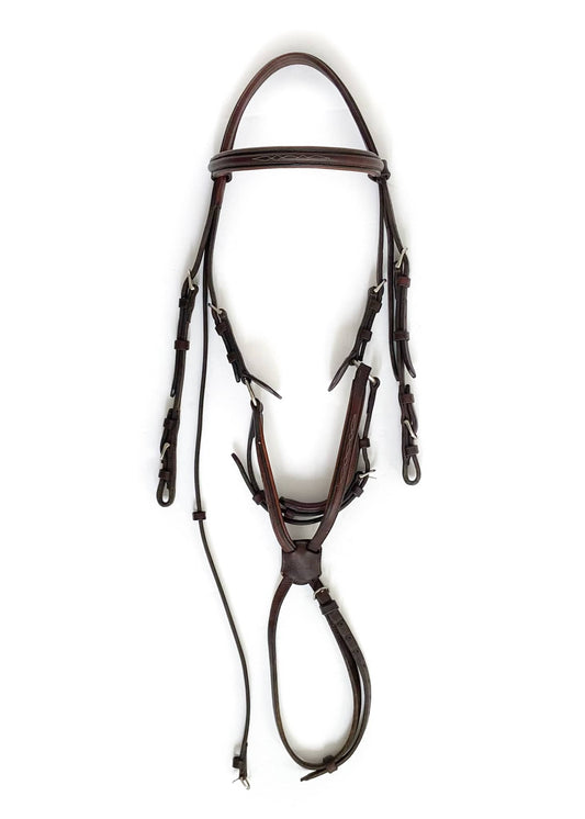 Vespucci Single Crown Fancy Raised Figure 8 Bridle - Brown - Warmblood